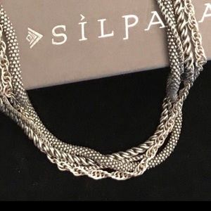 Silpada Vintage Sterling Silver Oxidized Multi Strand Chain Necklace